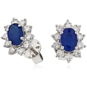 Diamond & Blue Sapphire Earring Set 1.60ct - 3.20ct