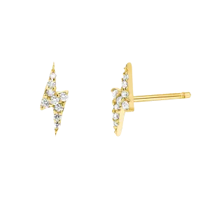 Diamond Lightning Bolt Stud Earrings