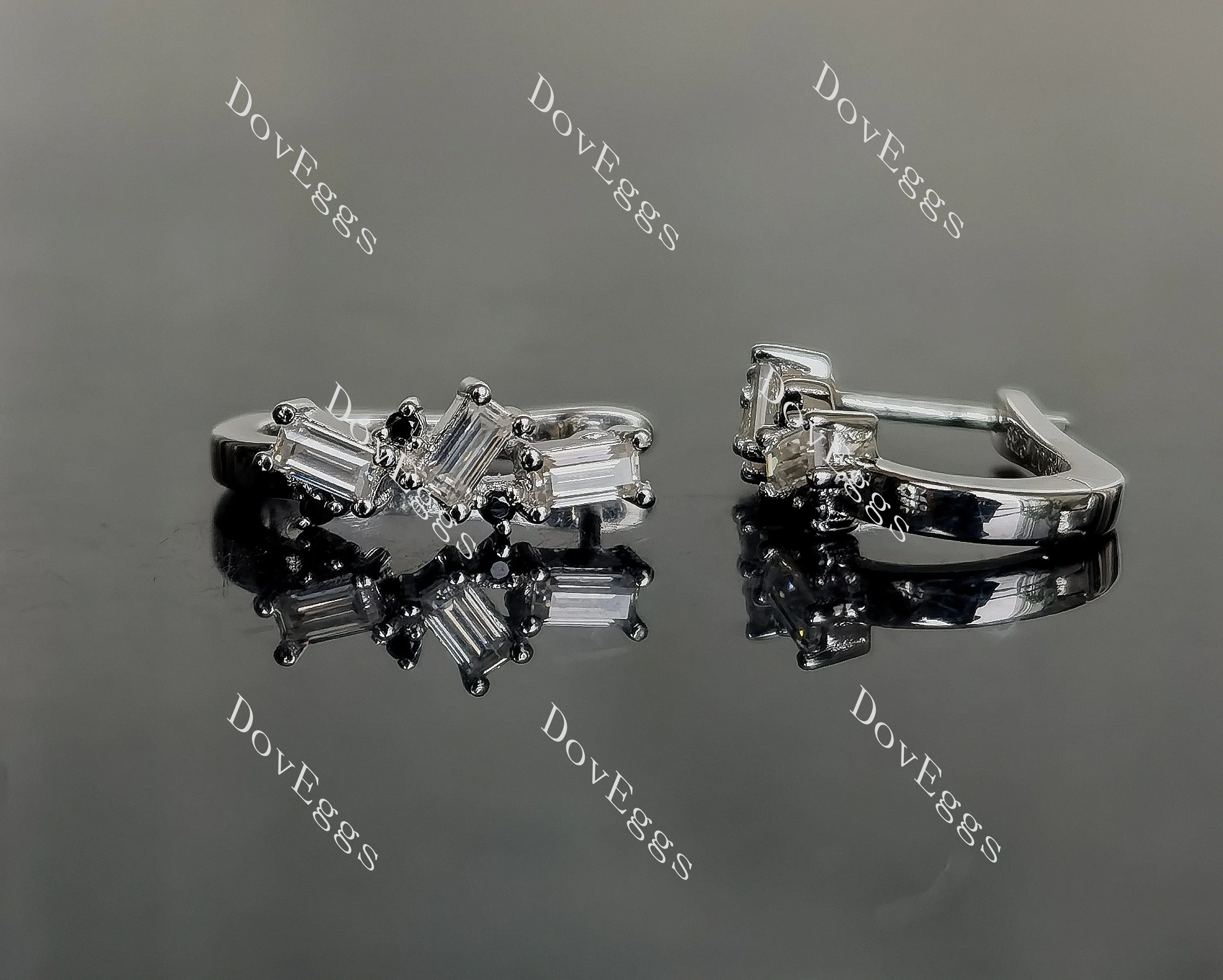Doveggs baguette round pave moissanite/colored gem/lab grown diamond earrings