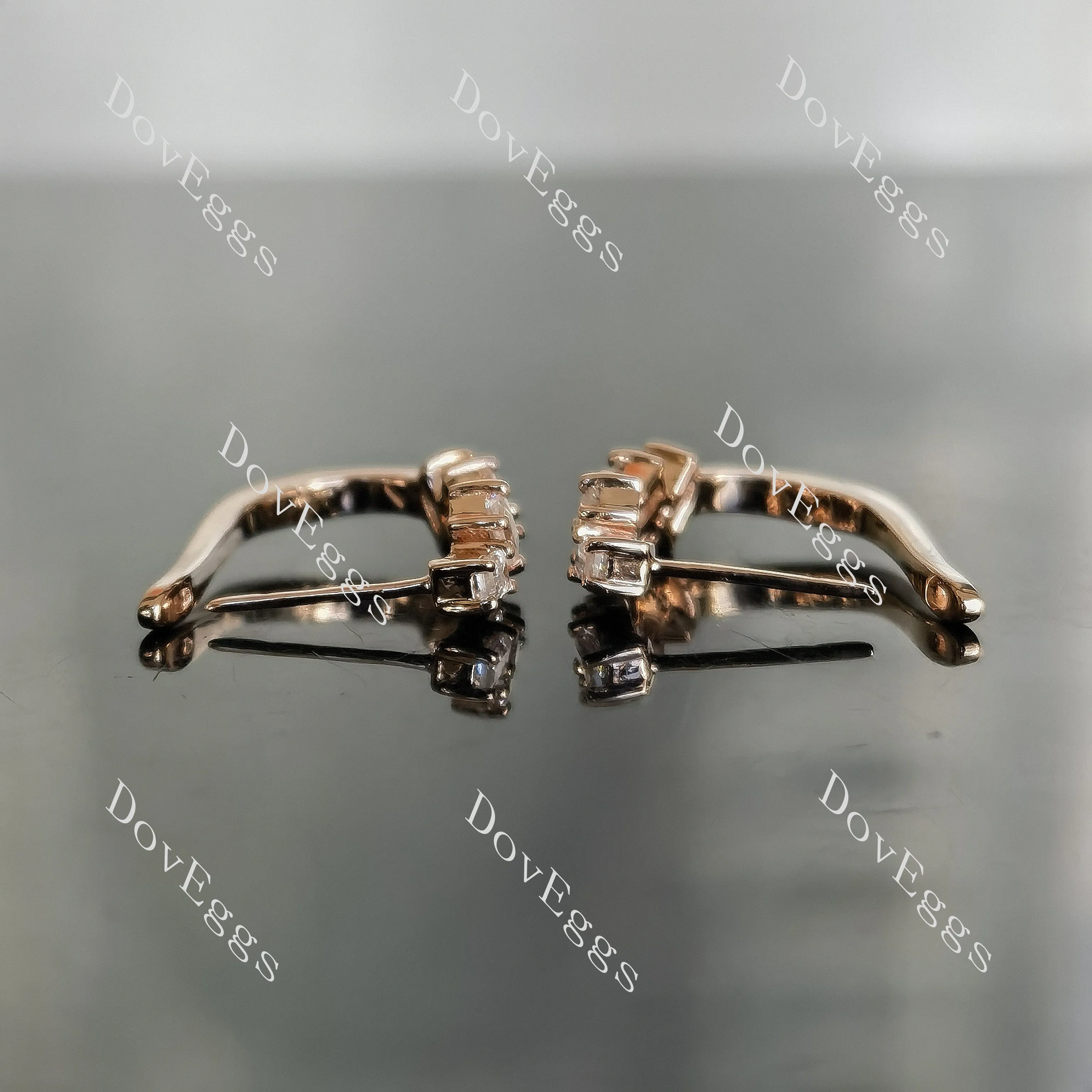 Doveggs baguette round pave moissanite/colored gem/lab grown diamond earrings