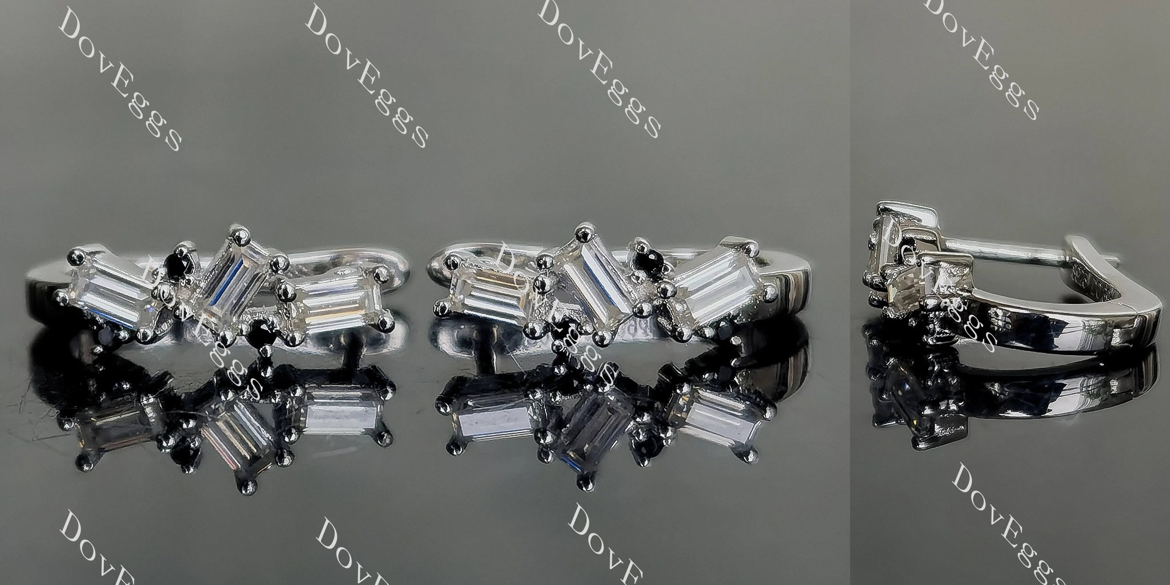 Doveggs baguette round pave moissanite/colored gem/lab grown diamond earrings