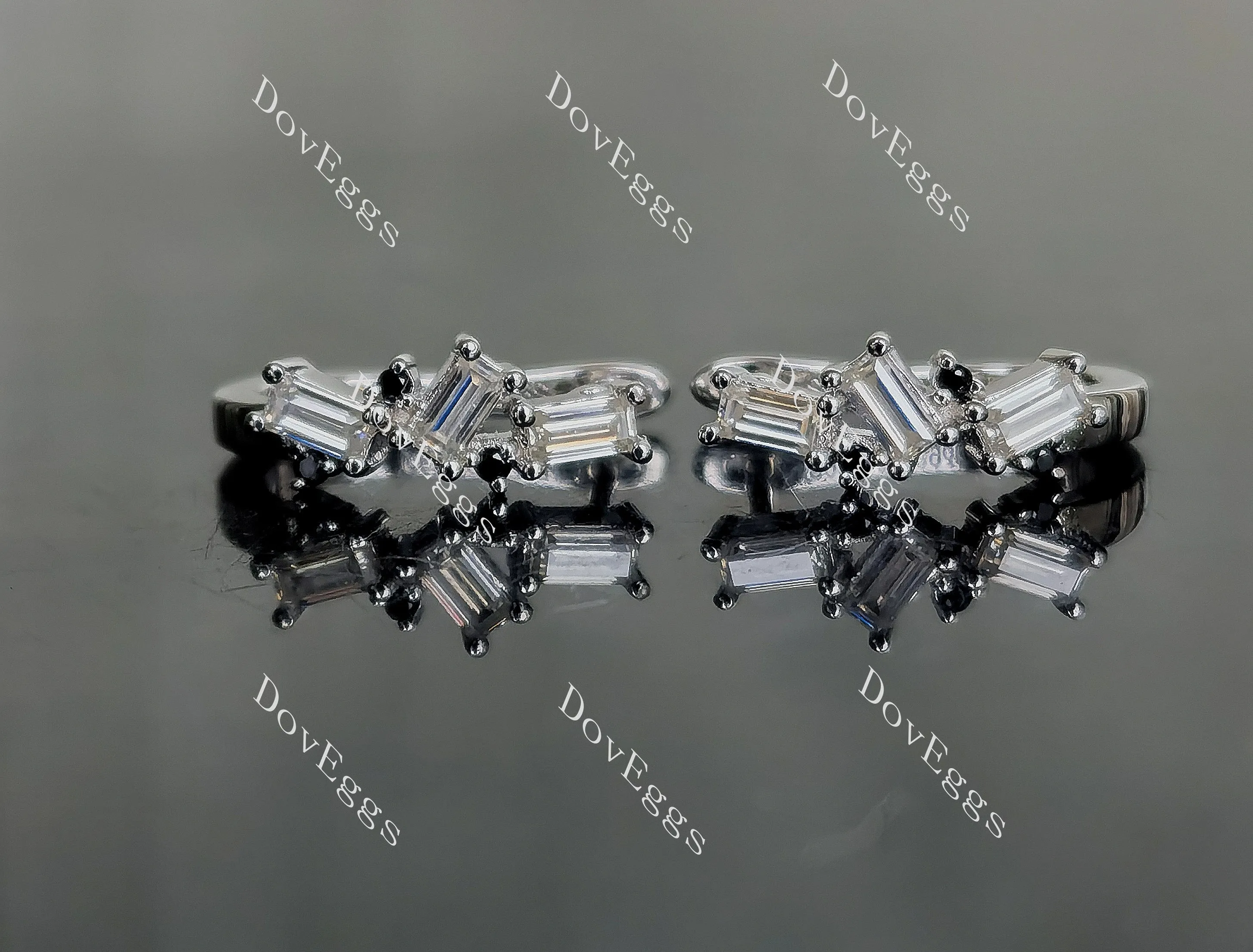Doveggs baguette round pave moissanite/colored gem/lab grown diamond earrings
