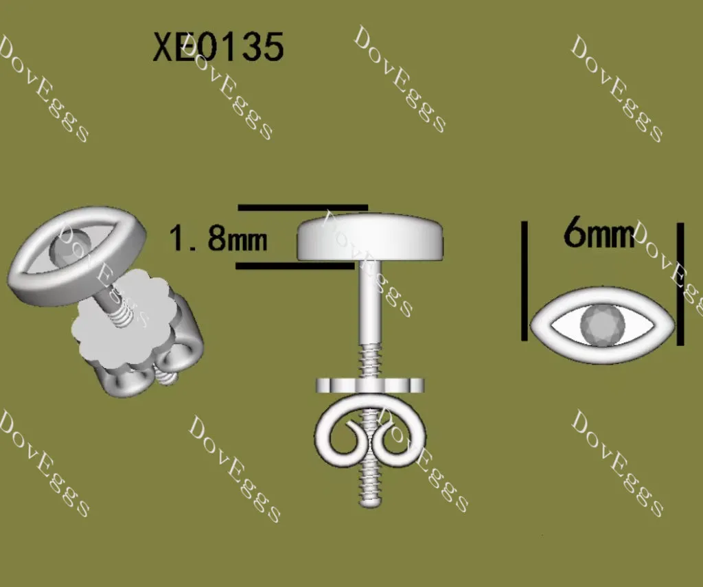 Doveggs round colored gem/moissanite/lab grown diamond eye earstuds(A pair of stud earrings)