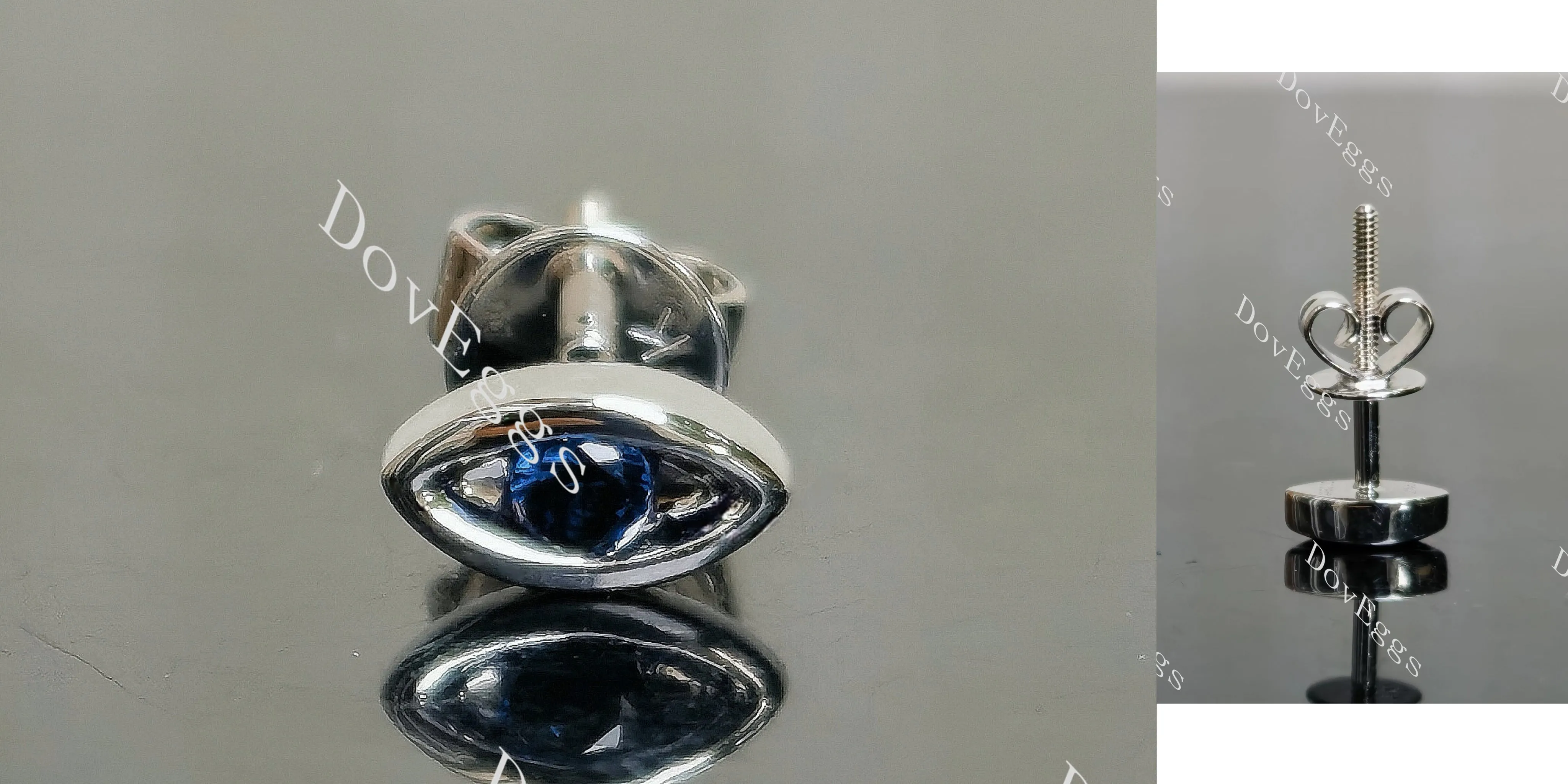 Doveggs round colored gem/moissanite/lab grown diamond eye earstuds(A pair of stud earrings)