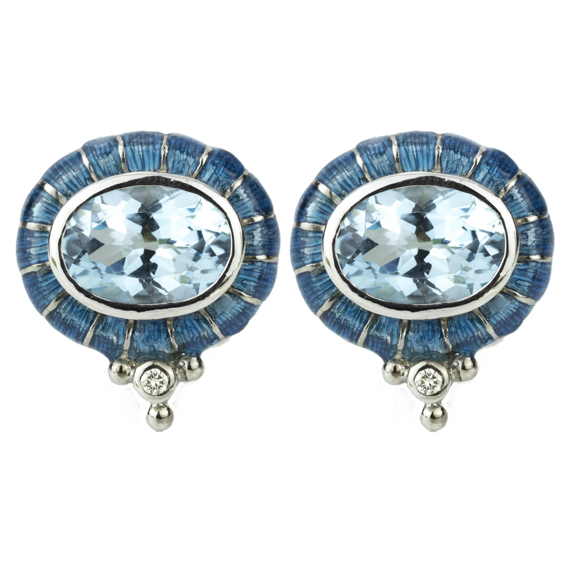 Earrings - Blue Topaz And Diamond (enamel)