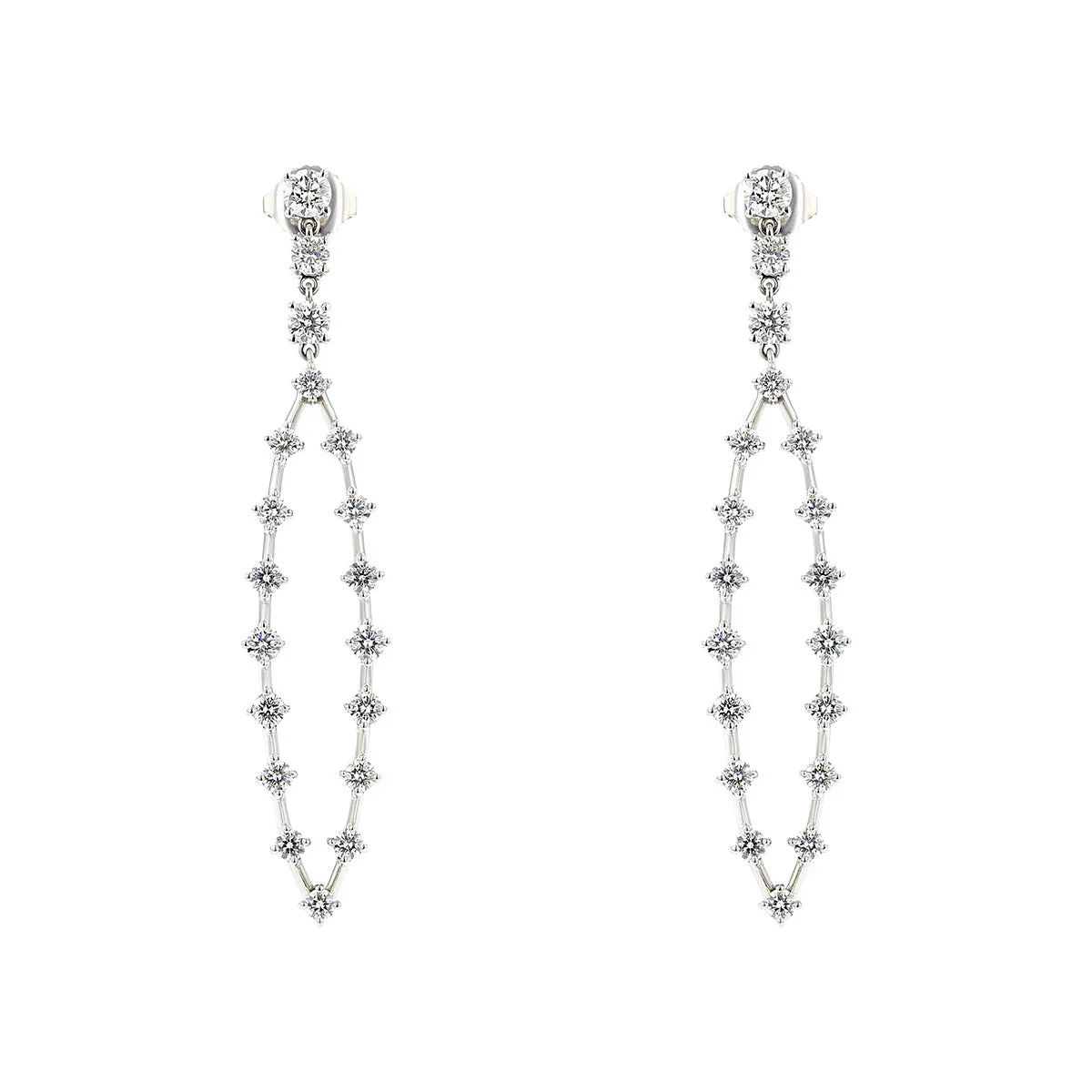 Elliptical Diamond Drop Earrings