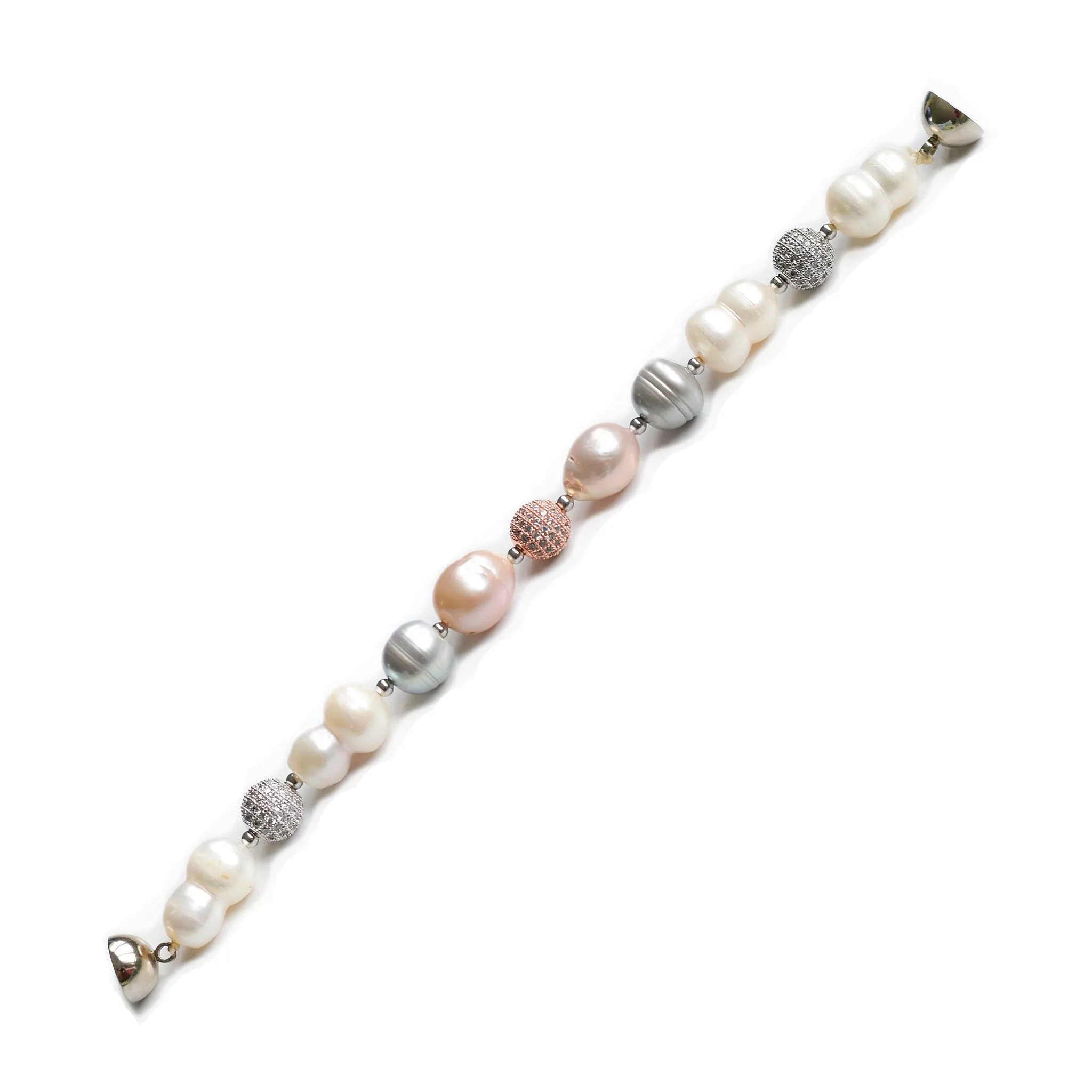 Eloise lavender, grey and white lustrous pearl bracelet