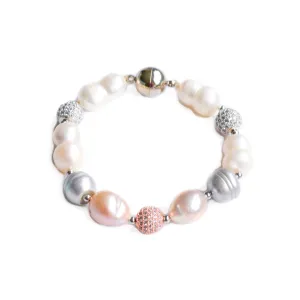 Eloise lavender, grey and white lustrous pearl bracelet