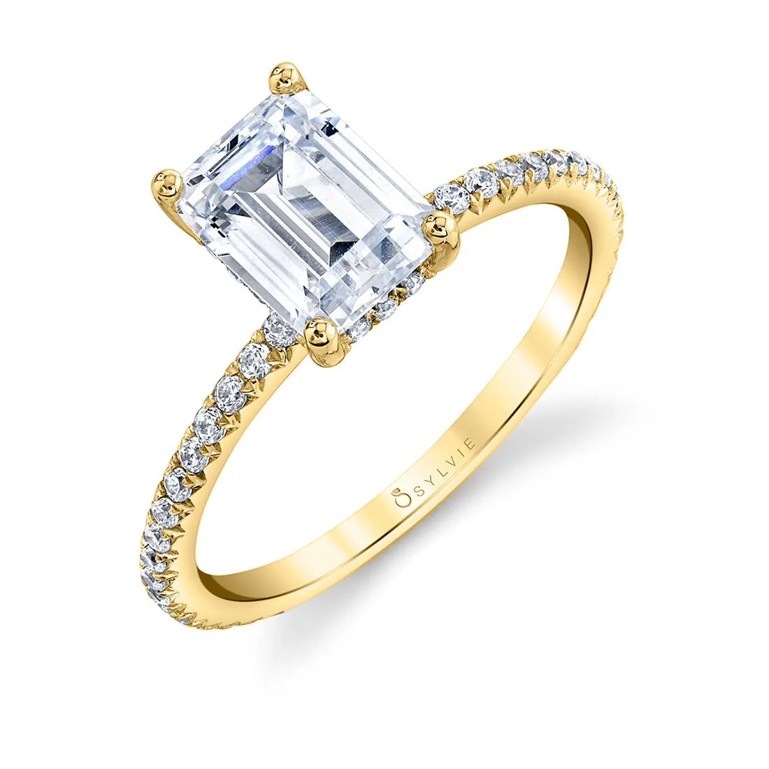 Emerald Cut Classic Engagement Ring - Maryam 14k Gold Yellow