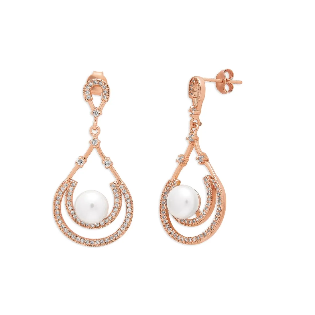 Ethereal Drops 925 Sterling Silver Rose Gold Plated Earrings