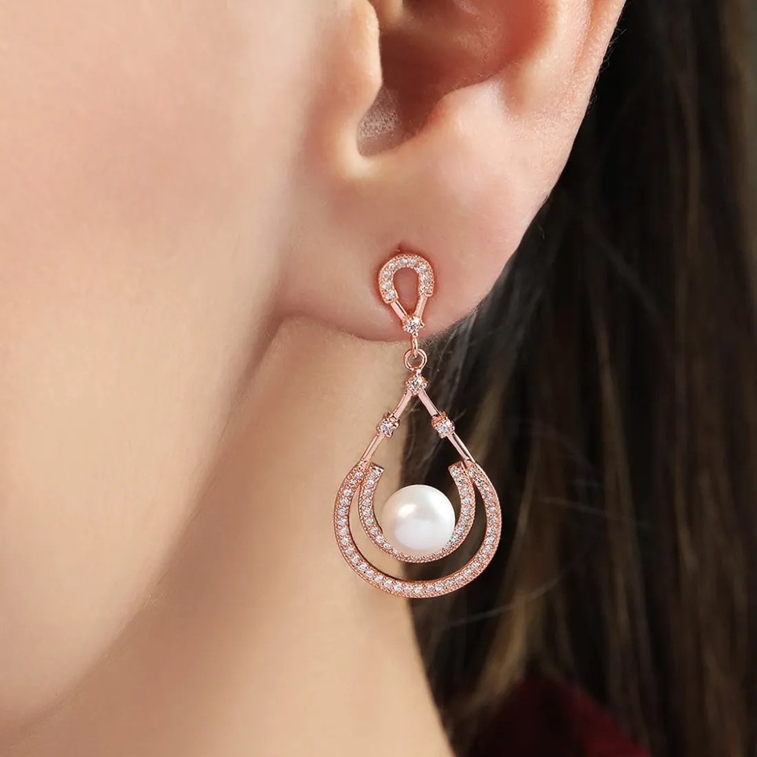 Ethereal Drops 925 Sterling Silver Rose Gold Plated Earrings