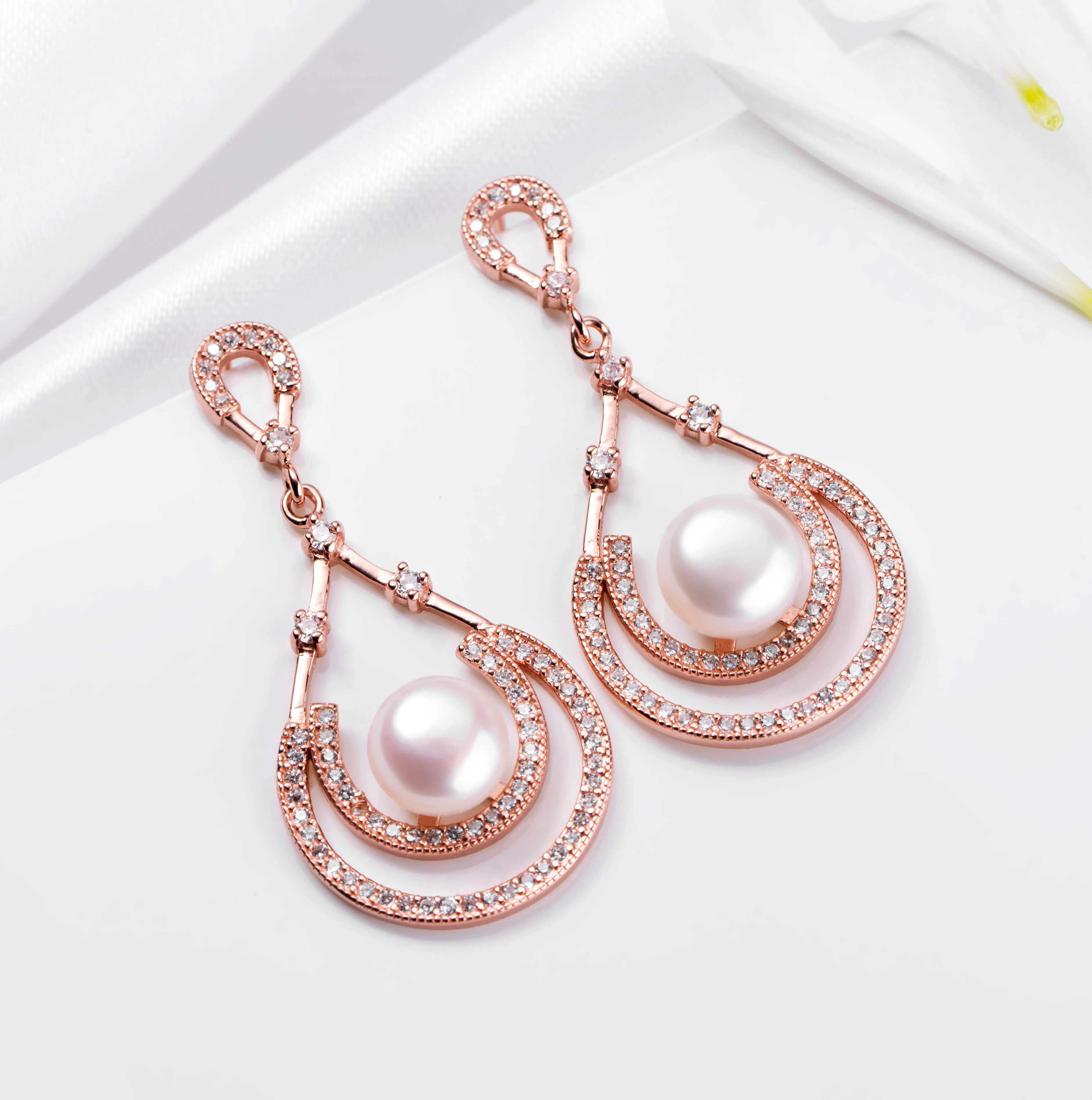 Ethereal Drops 925 Sterling Silver Rose Gold Plated Earrings