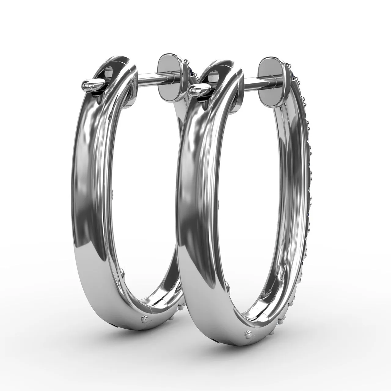 Fana 14k White Gold Alternaing Sapphire and Diamond Hoop Earrings