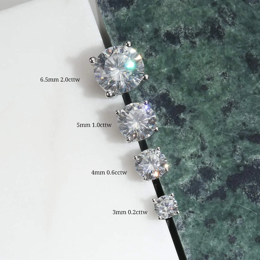 FANCIME 2cttw Dainty Solitaire Moissanite 14K White Gold Stud Earrings