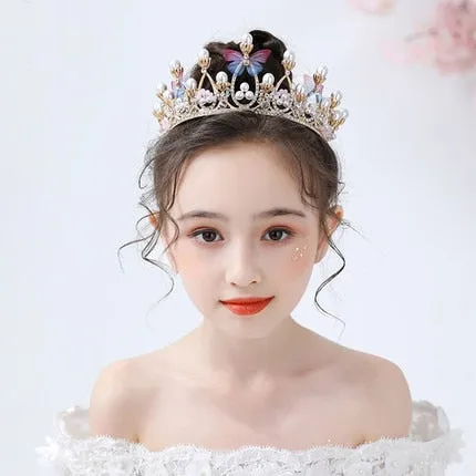 Fashionable Crystal Crowns For Kids - Tiaras for Little Girls - Gold or Silver Color