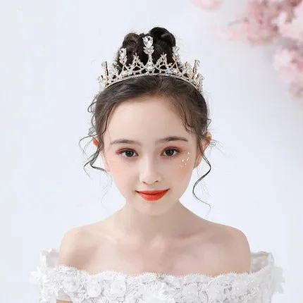 Fashionable Crystal Crowns For Kids - Tiaras for Little Girls - Gold or Silver Color