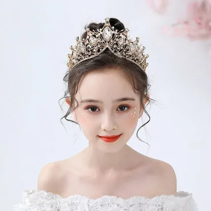 Fashionable Crystal Crowns For Kids - Tiaras for Little Girls - Gold or Silver Color