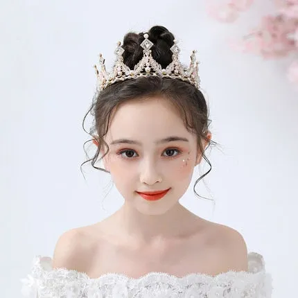 Fashionable Crystal Crowns For Kids - Tiaras for Little Girls - Gold or Silver Color
