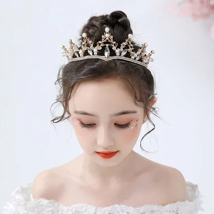 Fashionable Crystal Crowns For Kids - Tiaras for Little Girls - Gold or Silver Color
