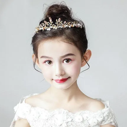 Fashionable Crystal Crowns For Kids - Tiaras for Little Girls - Gold or Silver Color