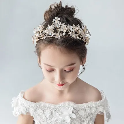 Fashionable Crystal Crowns For Kids - Tiaras for Little Girls - Gold or Silver Color