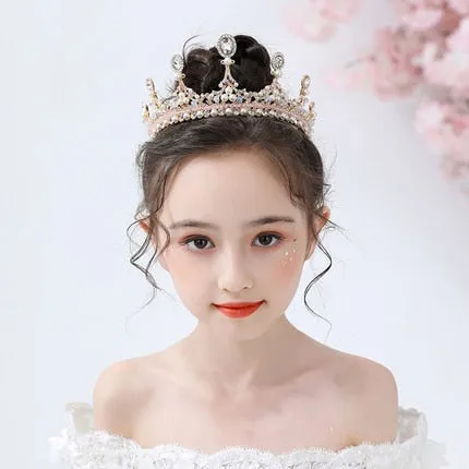 Fashionable Crystal Crowns For Kids - Tiaras for Little Girls - Gold or Silver Color