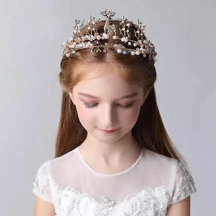 Fashionable Crystal Crowns For Kids - Tiaras for Little Girls - Gold or Silver Color