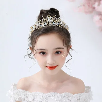 Fashionable Crystal Crowns For Kids - Tiaras for Little Girls - Gold or Silver Color
