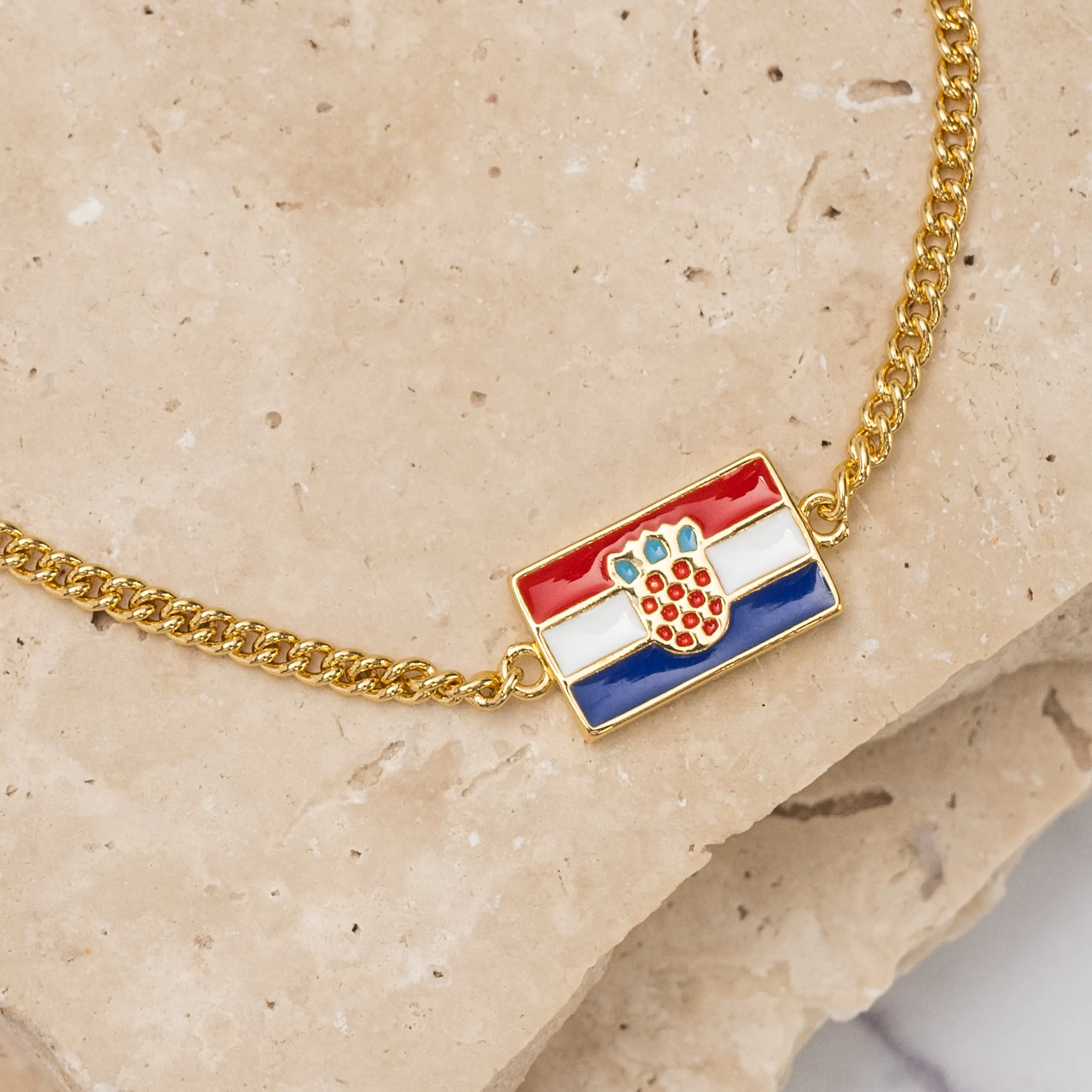 Flag 14k gold plated Bracelet -Croatian