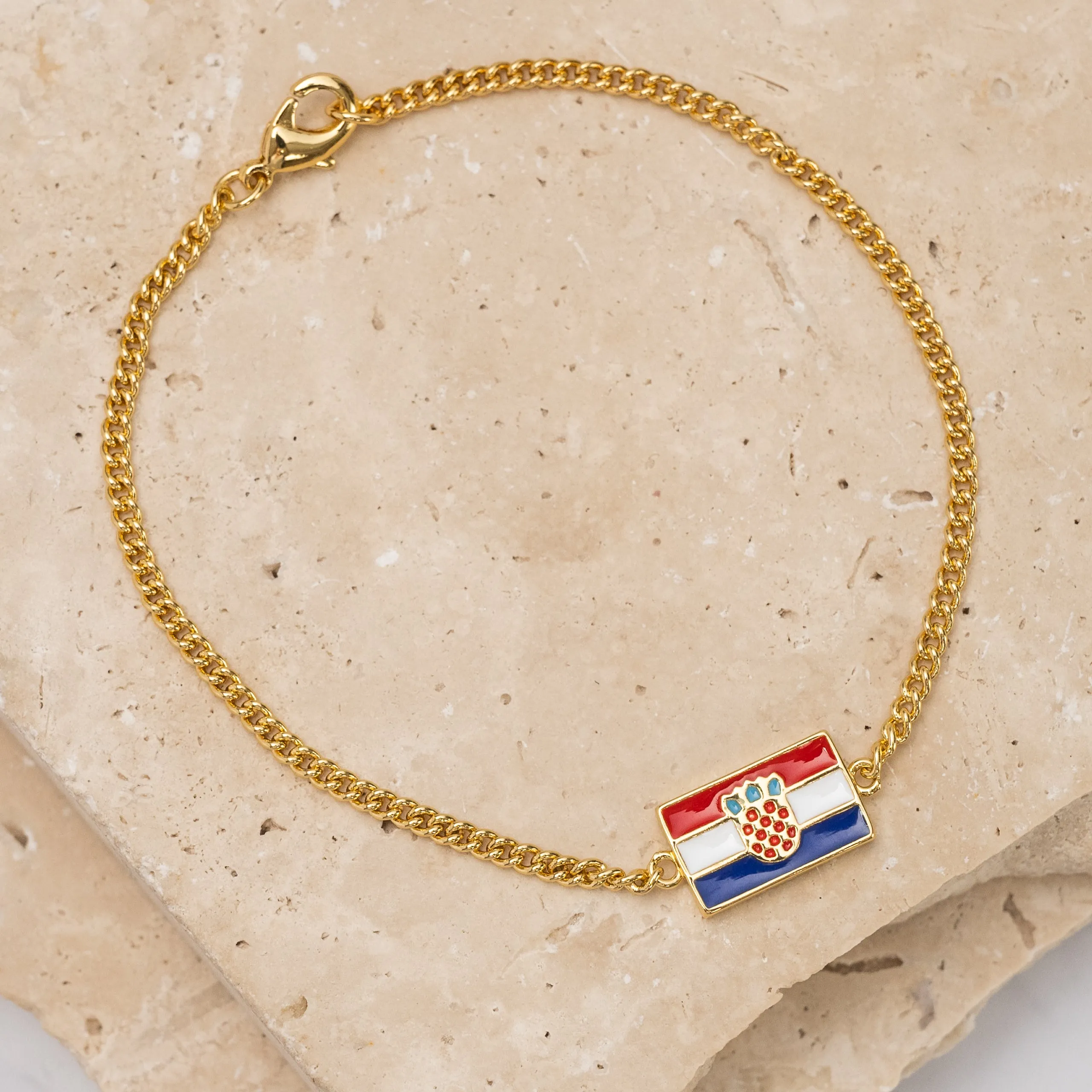 Flag 14k gold plated Bracelet -Croatian