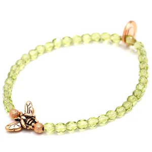 Fly Charm Faceted Glass Bead Bracelet