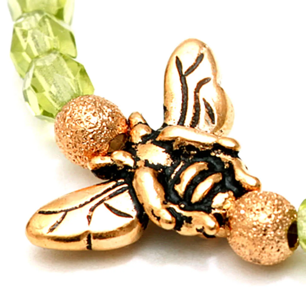 Fly Charm Faceted Glass Bead Bracelet