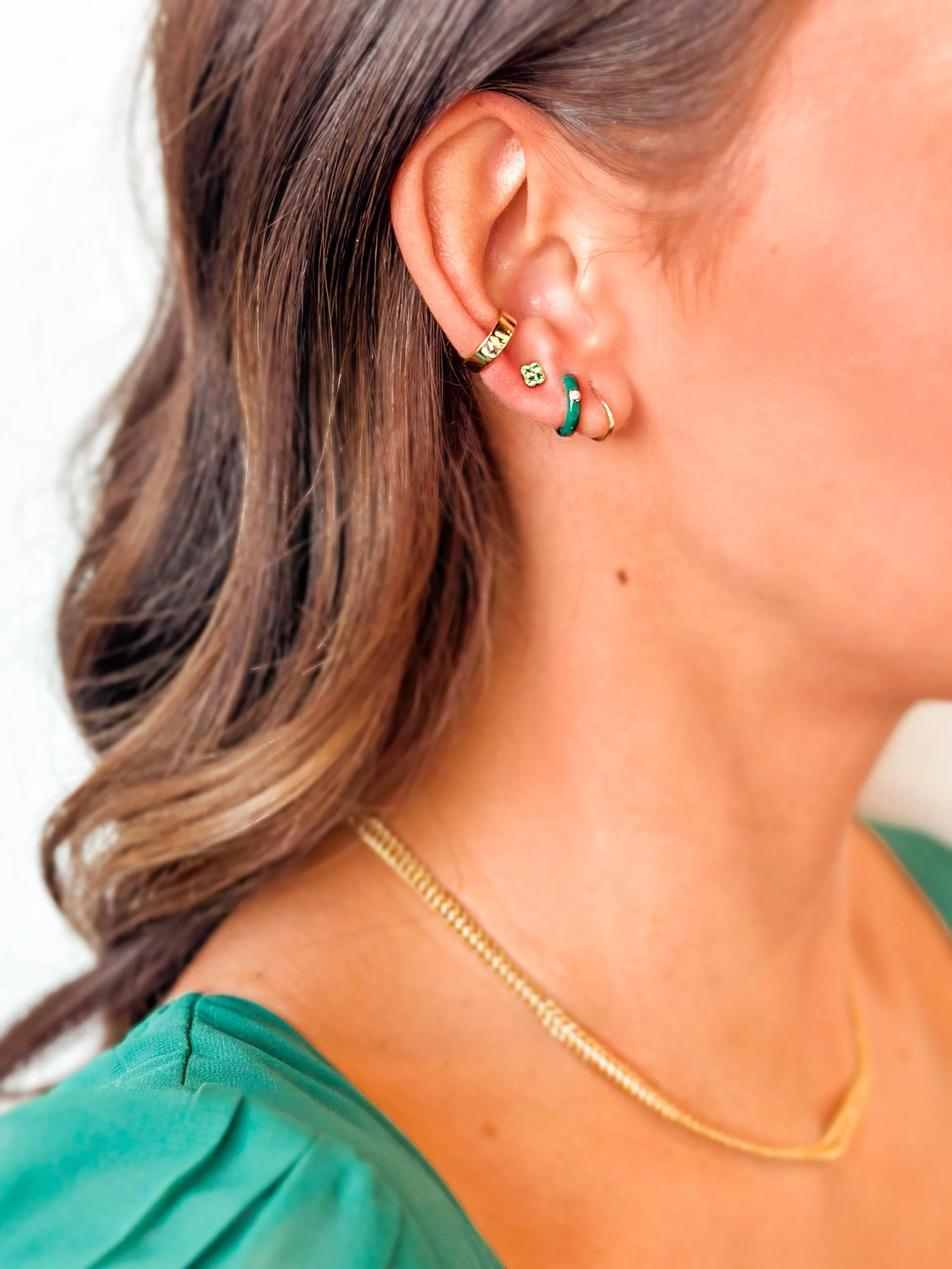 FUSE by Roset - Lucky Four Gemstone Studs - Kelly Green Tsavorite