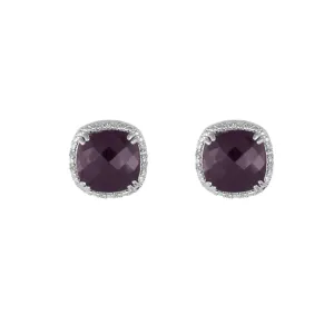 Genuine Ruby and Diamond Accent Stud Earrings