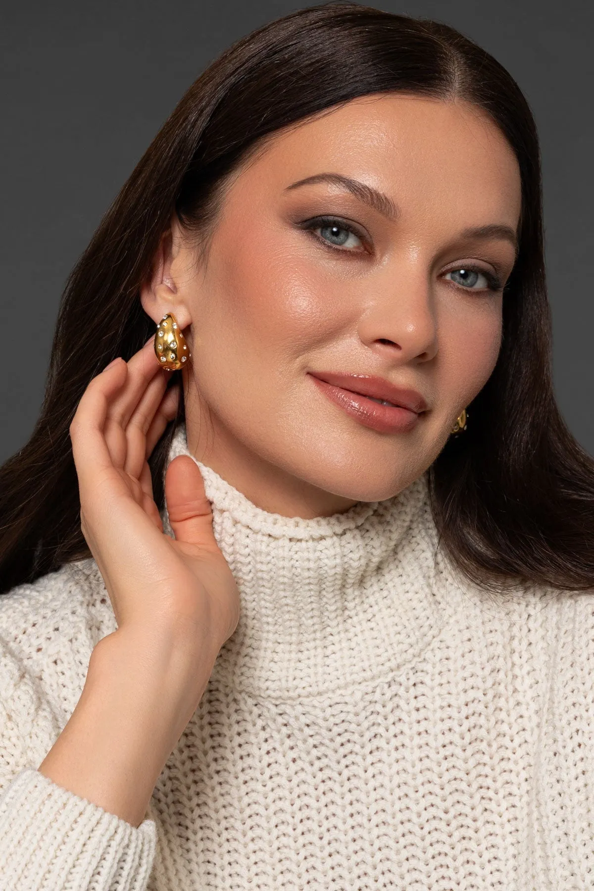 Gold Diamante Teardrop Earrings