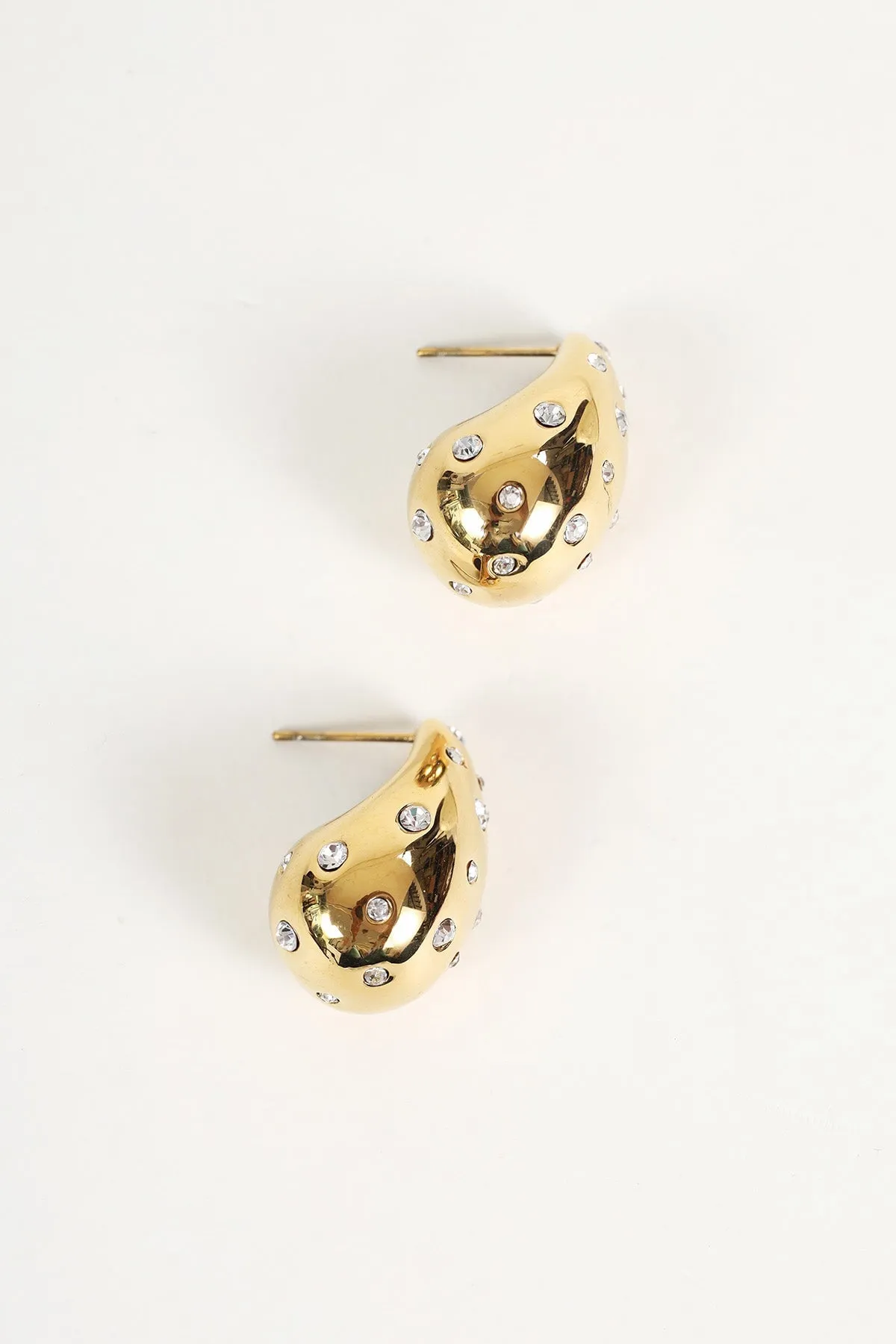 Gold Diamante Teardrop Earrings