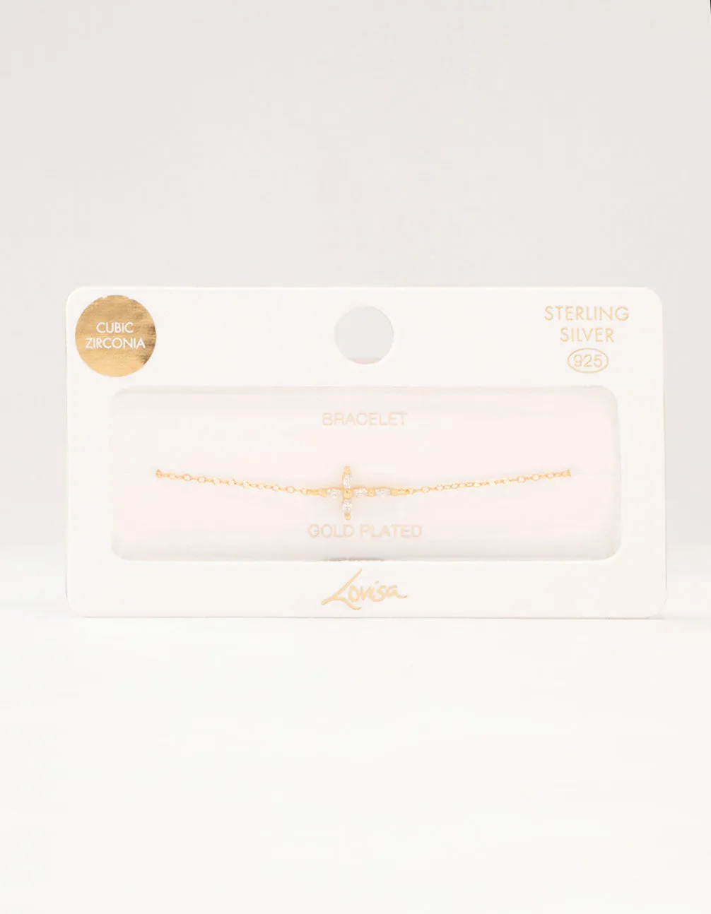 Gold Plated Sterling Silver Marquise Cross Bracelet