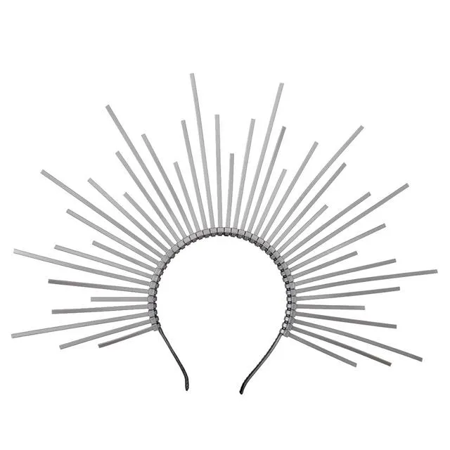 Gold Spike Halo Crown Headpiece Fairy Lolita Women Sunburst Elf Wedding Bridals PLASTIC ZIP TIE Wrap Hair Band Headdress