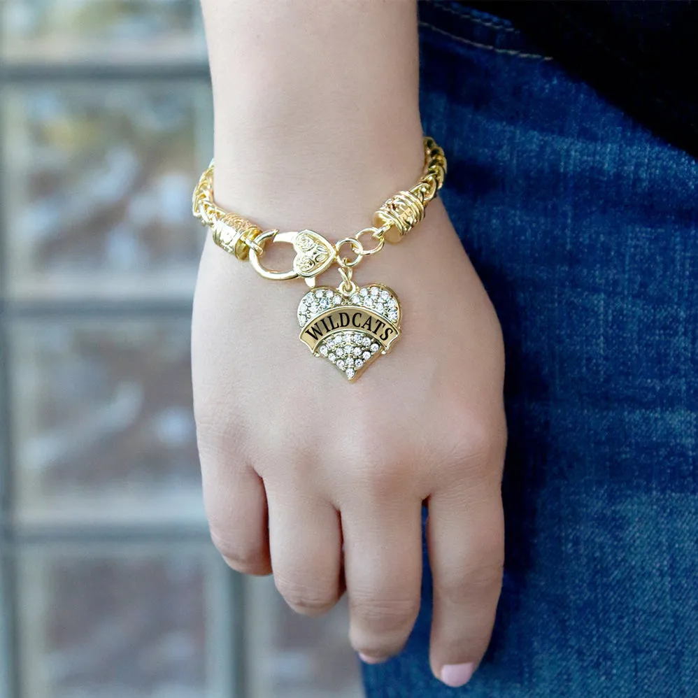 Gold Wildcats Pave Heart Charm Braided Bracelet