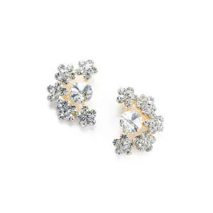 Half-Moon Floral Halo Stud Earrings