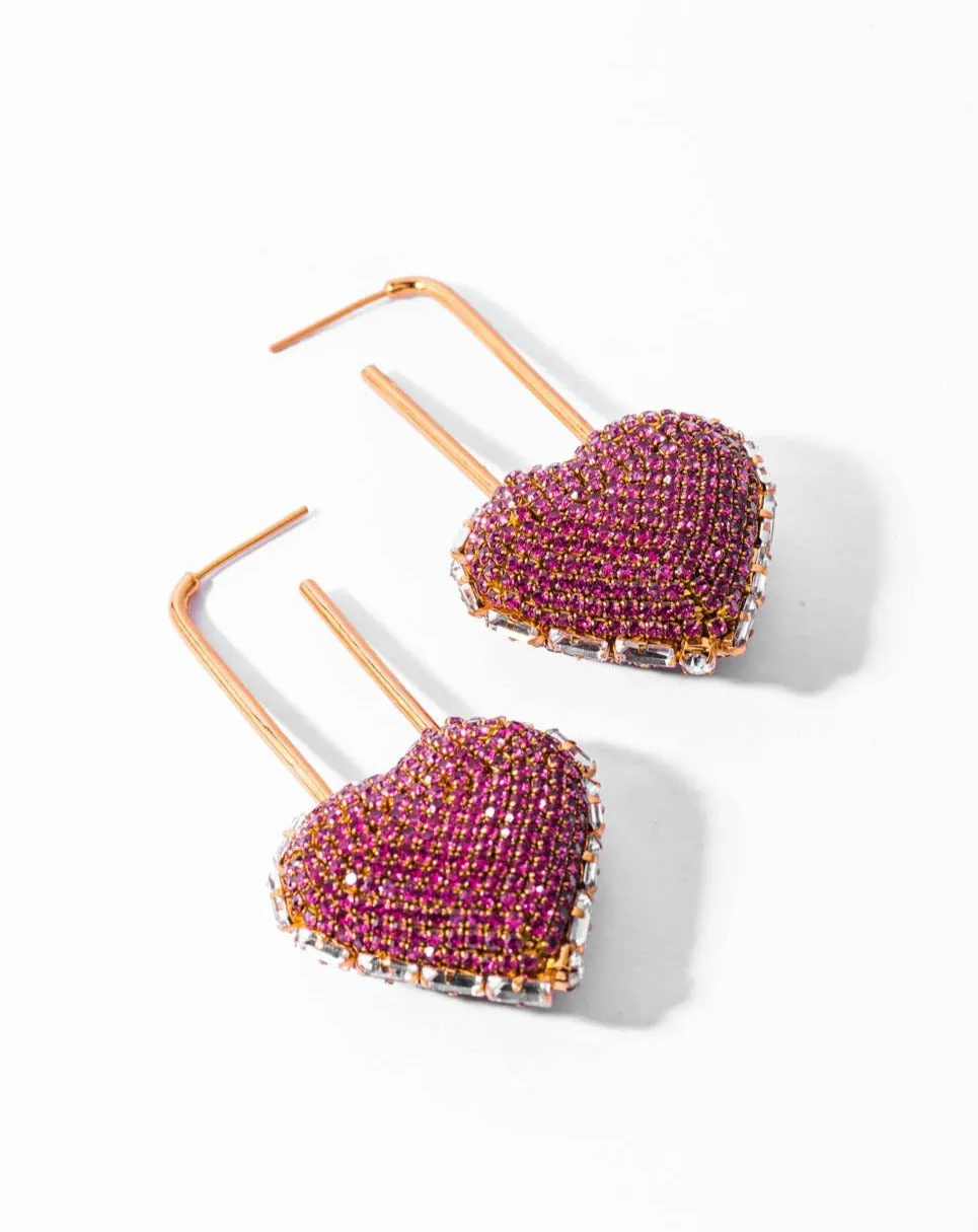 Heart Lock Hoops In Ruby Red