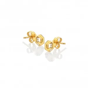 Hexagon White Topaz Earrings DE756