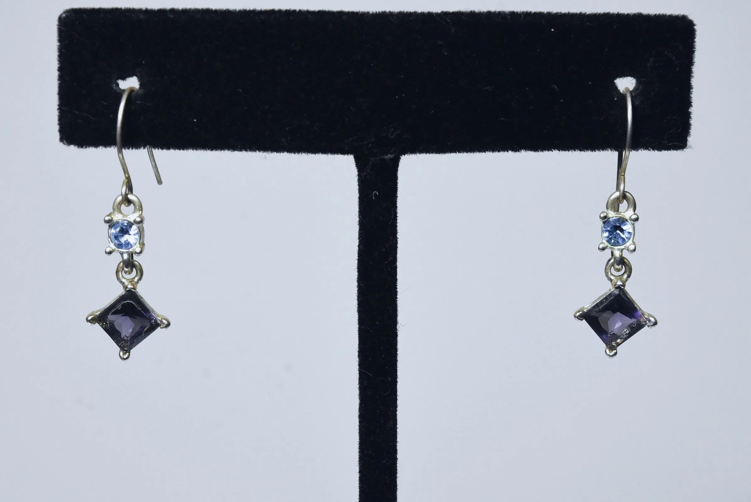 Imitatation Amethyst and Imitation Blue Topaz Dangle Earrings