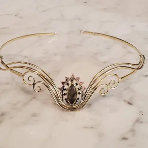 Labradorite Woodland Fairy Golden Tiara Crown from Bali