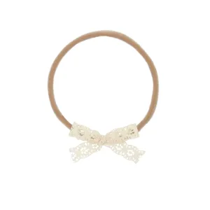 Lace Bow - Mini Cream Headband
