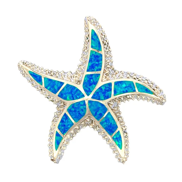 Large Spikey Starfish Slide Pendant, Sterling