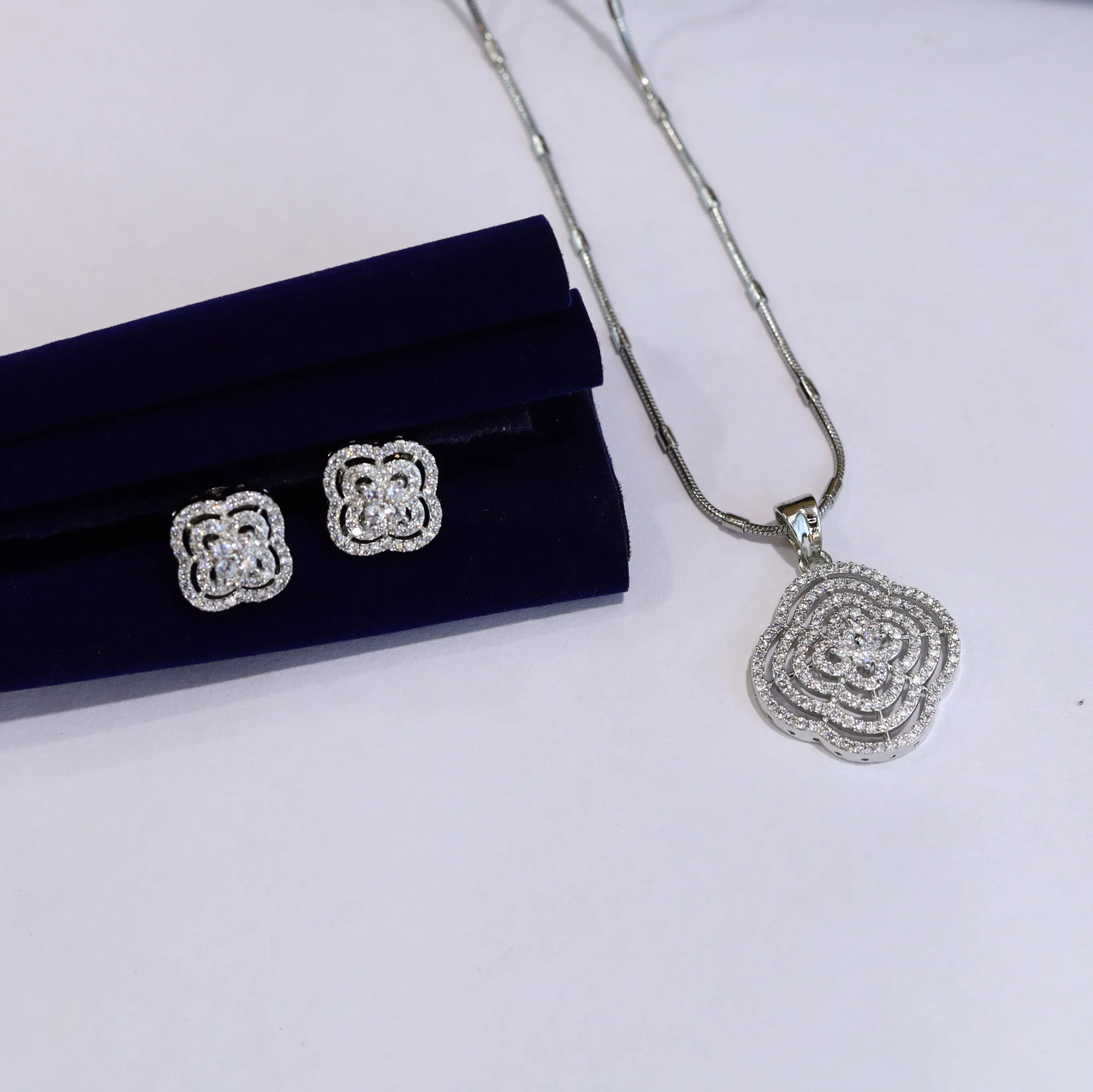 Light Zircon/AD Pendant Set 13966-34