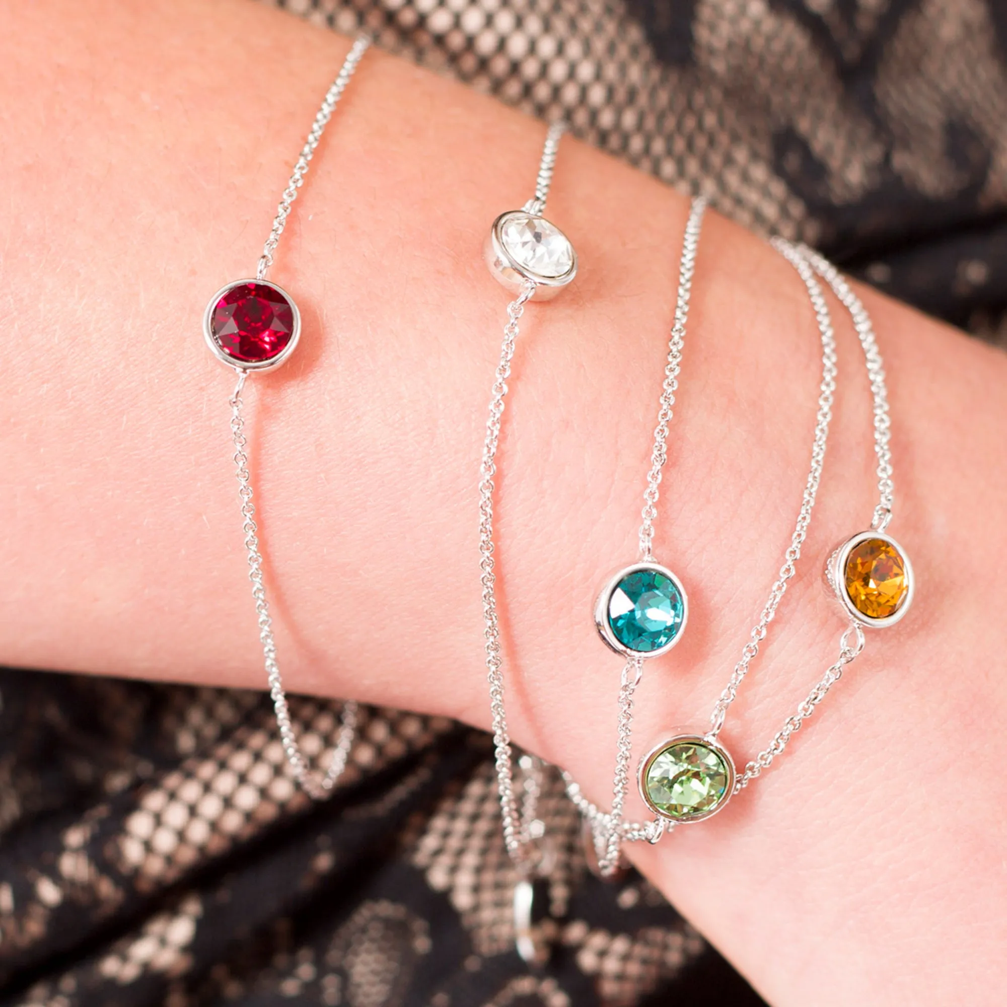 Liza Birthstone December Blue Zircon 6.5"-7.625" Crystal Bracelet made from Austrian Crystals