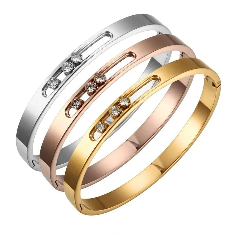 Luxury Sliding Gemstones Bracelet 14K Gold Women Wedding Jewellery