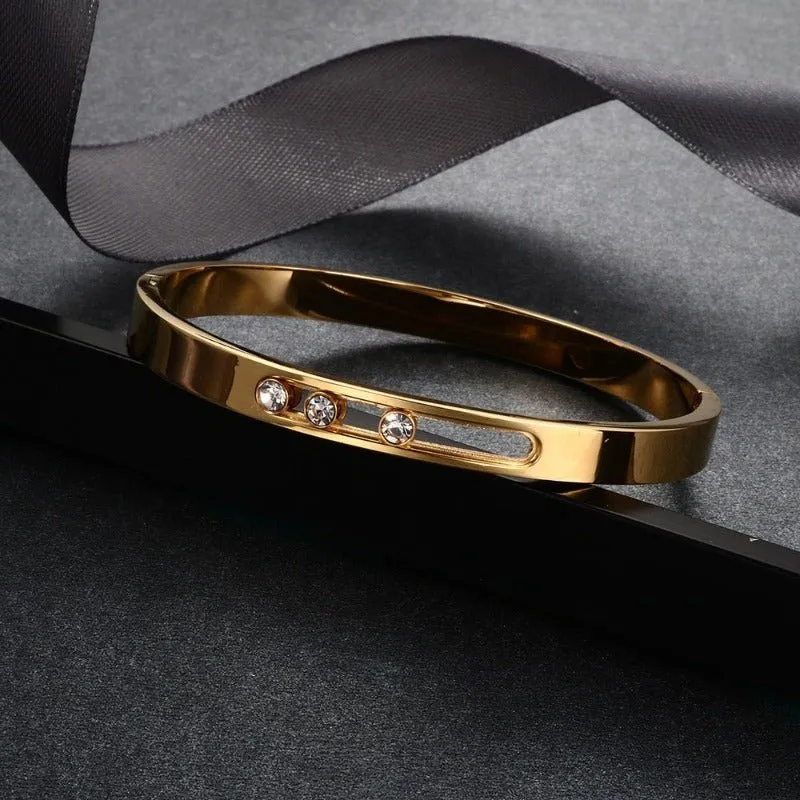 Luxury Sliding Gemstones Bracelet 14K Gold Women Wedding Jewellery